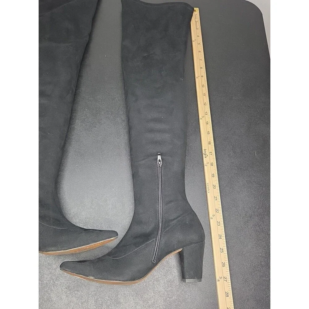 Anthropologie Black Suede Over the Knee Block-Heel Boots Women’s Size 8 EU 38